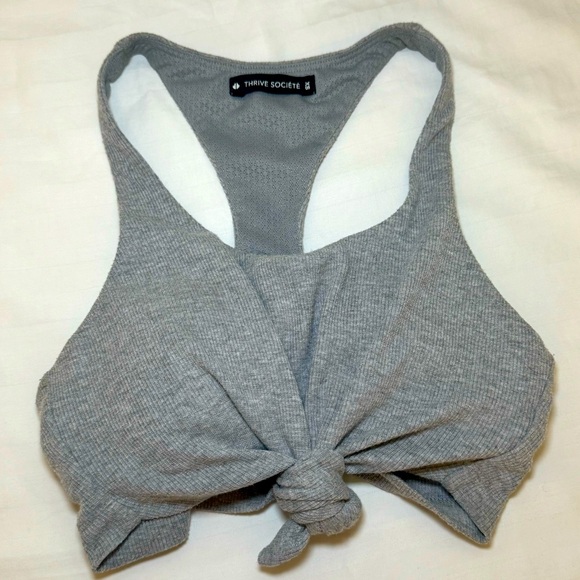 Thrive Other - Thrive Society Womens Sports Bra Tie Front Racerback Scoop Neck Pullover Gray XS
